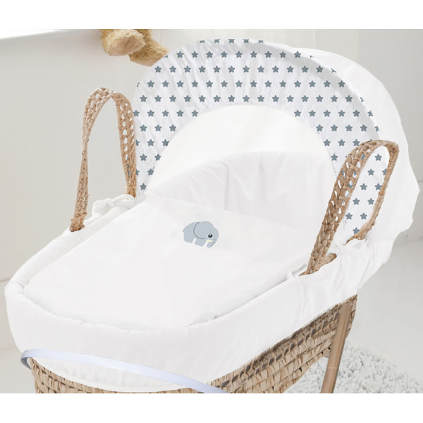 Isabelle & Max Batres White/Grey Print Cotton Blend Moses Basket